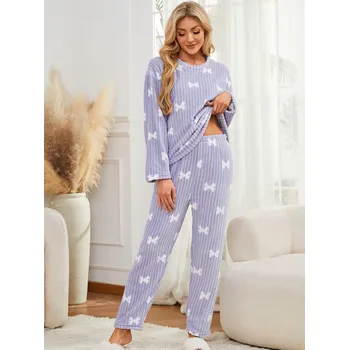 Dámské noční prádlo Dámské pyžamo s mašličkami Barva: Modrá, Velikostní tabulka: M