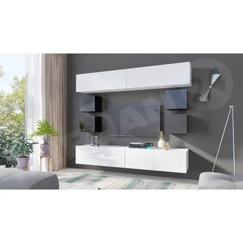 Obývací stěna Mirjan_zondo Obývací stěna Badiani XVI (černá + černý lesk + bílý lesk)