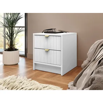 Noční stolek MOB Noční stolek Rozoma 2SZ (bílý velvet + zlatá)
