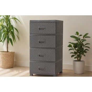 Komoda PLASTOVÁ KOMODA ŠEDÁ 38 x 45 x 90 cm RATAN *9450