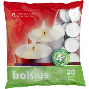Svíčka Parafínové čajové svíčky bez vůně Bolsius 30 ks
