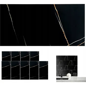 Tapeta SAMOLEPICÍ TAPETA ČERNÝ MRAMOR DIY 60*30 CM SAMOLEPKA NA DLAŽDICE 10 KS