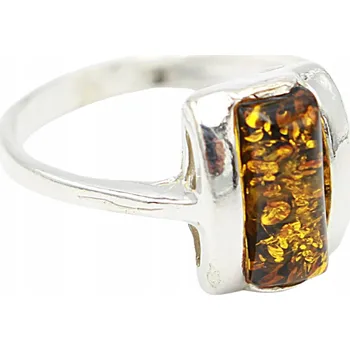 Prsten PRSTÝNEK PRSTEN jantar stříbro vel. 14