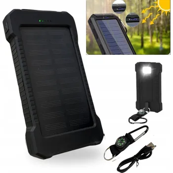 Powerbanka Solární powerbanka 8000 mAh + svítilna a kompas