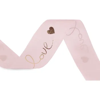 Stuha Monofilová stuha s metalickým potiskem love šíře 25 mm, velké, 2 pudrová zlatá