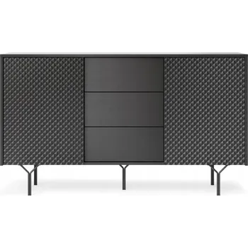 Komoda Komoda 144 cm, černá grafit, 3 zásuvky, 2 dvířka, moderní design