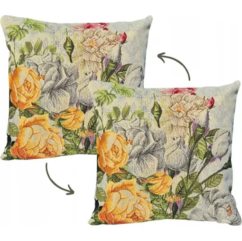 Povlak na polštářek Gobelínový povlak na polštář zahrada růže květy rozety 45x45 elegantní dekorativní