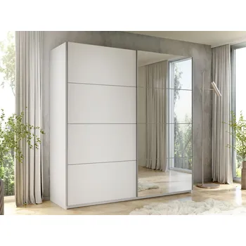 Šatní skříň MOB Šatní skříň s posuvnými dveřmi Artaman 200 (bílá) (se zrcadlem)