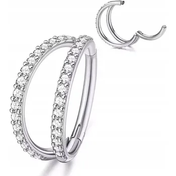 Piercing Titanový Clicker kroužek PIERCING Dvojitý kroužek Zirkony HELIX Lobe 1,2/8