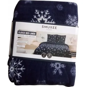 Povlečení Hřejivé, silné fleecové Povlečení s povlaky na polštáře 160x200 cm, tmavě modré se sněhové vločky