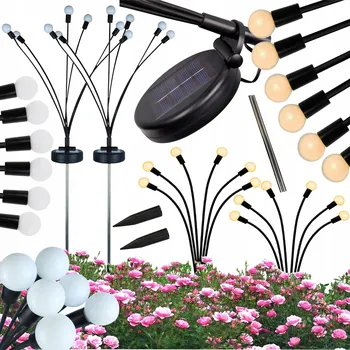 Venkovní osvětlení Solární Lampa 2 kusy Zapichovací zahradní 6 LED Soumrakový senzor Firefly
