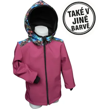 Chlapecká bunda Dívčí softshellová bunda s fleecem, Vesmír, 3 barevné varianty (Dětská softshellová bunda s kapucí – větruodolná a voděodolná bunda pro holky)