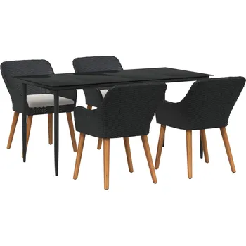 Zahradní sestava Zahradní jídelní souprava s polštářem 5 pcs Černá polyratan IM_3261666