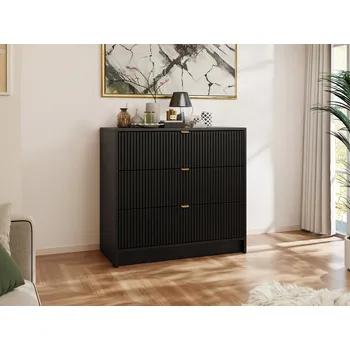Komoda MOB Komoda Rozoma 3SZ (černý molet + zlatá)