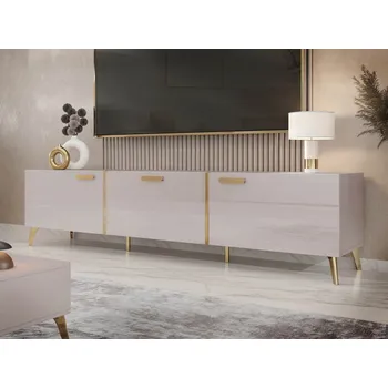 Televizní stolek Mirjan_zondo TV skříňka/stolek Rostasi 3D (kašmír lesklý + zlatá)
