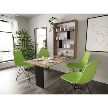 Jídelní stůl Mirjan_zondo Moderní nástěnný stůl Elvana (dub wotan + černá)