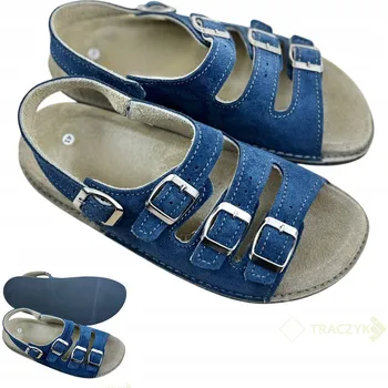 Dámské sandále ORTOPEDICKÉ zdravotní SANDÁLY z PŘÍRODNÍ KŮŽE NÁMOŘNICKÁ MODRÁ BIOKEN Nastavitelné vel. 39