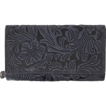 Peněženka Kožená dámská velká peněženka WILD By Loranzo - modrá - ornament