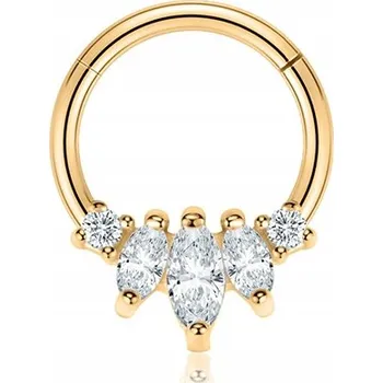 Náušnice Zlatý kroužek clicker s bílými zirkony 1,2/10