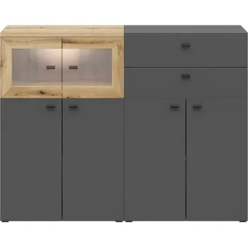 Komoda Vitrína System 64 - Black Red White - BRW 128x98 cm