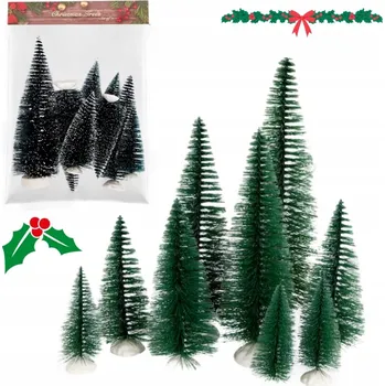 Obraz SADA MALÝCH OZDOBNÝCH VÁNOČNÍCH STROMEČKŮ, BÍLÝ A ZELENÝ OZDOBNÝ STROMEK