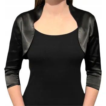 Bolerko Saténové bolerko klasického střihu černé s 3/4 rukávem - JOLA 44