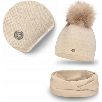 Čepice PaMaMi sada: čepice a nákrčník (rolák) univerzální velikost, béžová