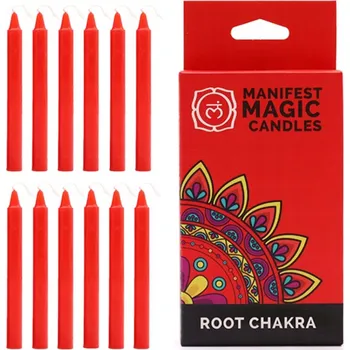 Svíčka Tradiční parafinová svíčka Čakra Základu Ancient Wisdom 12 ks