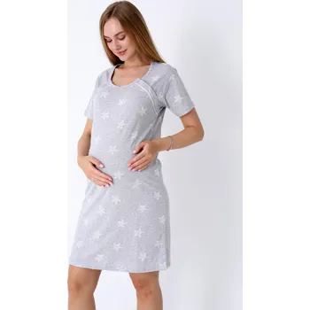 Těhotenská móda Noční košile ke kojení 21305 Grey Stars