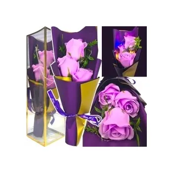 umělá květina Stabilizovaná Růže LED - kytice v krabičce Dárková sada pro každou příležitost