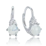 4712 MINET Elegantní stříbrné náušnice s měsíčním kamenem a zirkony