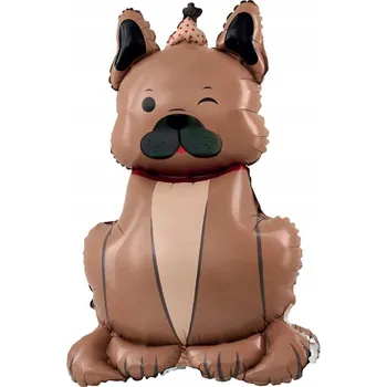 Balónek Fóliový balónek stojící Pes Buldok s čepičkou 60x98 cm