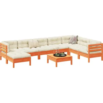 Zahradní lavice zahrada-XL 9dílná zahradní sedací souprava podušky voskově hnědá borovice 3299589