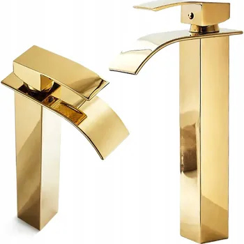 Vodovodní baterie Stojánková umyvadlová baterie Maibang CUBIC WATERFALL zlatá