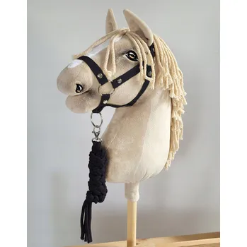 Sada pro Hobby Horse: ohlávka A3 + vodítko z provazu - černá