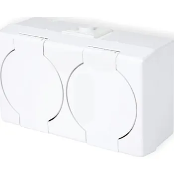 Elektrická zásuvka Dvojitá zásuvka s uzemněním, nástěnná, bílá GHS-2n Karlik Senior IP44