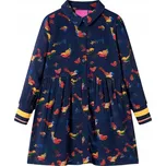 ŠATY S DLOUHÝMI RUKÁVY A PTÁČKY, TMAVĚ MODRÉ, VELIKOST 116