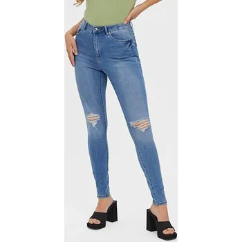 Dámské džíny VERO MODA MODRÉ DŽÍNY ÚZKÉ NOHAVICE S DÍRAMI (XS)