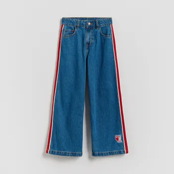 Dívčí džíny Reserved - Džíny se super širokými nohavicemi s lampasy - modrá - 292HN-55J - 292HN-55J-128