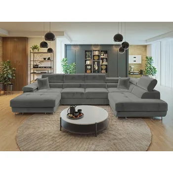 Sedací souprava MOB Rohová sedačka U Terazuro Bis (šedá) (s úl. prostorem) (P)