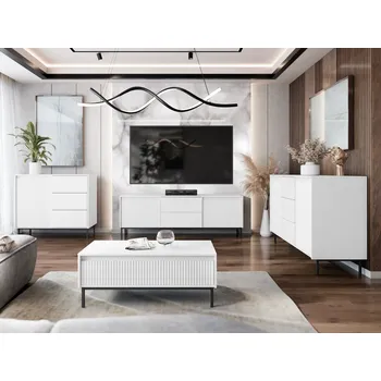 Obývací stěna MOB Sada nábytku do obývacího pokoje Somkera I (bílá + černá)