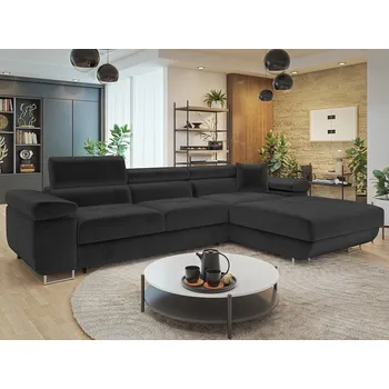 Sedací souprava MOB Rohová sedačka Terazuro Mini (černá) (s úl. prostorem) (P)