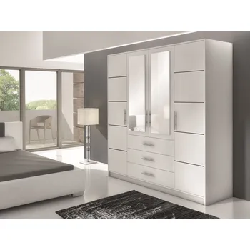 Šatní skříň Mirjan_zondo Šatní skříň se zrcadlem Nolan D4 (bílá)