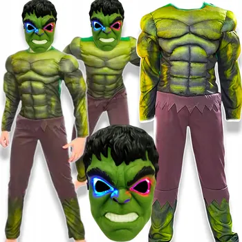 Karnevalový kostým KOSTÝM HULK PŘEVLEK PRO CHLAPCE NA PLES PÁRTY MASKA SVÍTÍCÍ KOSTÝM