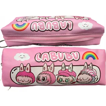 Penál PENÁL LABUBU TUBA S PŘÍVĚSKEM PROSTORNÝ VODĚODOLNÝ EKO KŮŽE PU