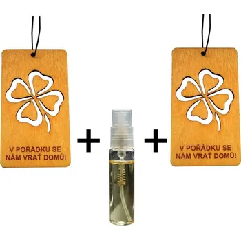 Vůně do auta WoodVibe Dřevěná vůně do auta - V pořádku se vrať domů! 2ks + rozprašovač 1ks Vůně: Vanilka