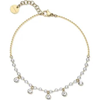 Náramek Půvabný pozlacený náramek na nohu s perlami Chant BAH90 Brosway