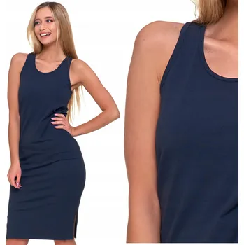 Dámské šaty ŠATY dámské pouzdrové hladké tmavě modré bavlněné ke kolenům pohodlné MORAJ S