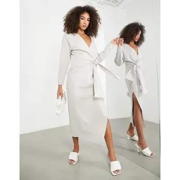 Dámské šaty ASO EDITION ŠEDÉ ZAVINOVACÍ ŠATY (38)