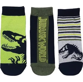 SADA 3 KS PONOŽKY JURSKÝ SVĚT Erv 37593-1 zelené - černé - šedé Velikost: 27-30